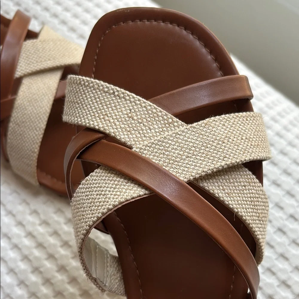 J. Crew Brown and Cream Minimalist Sandals - Picture 3 of 6